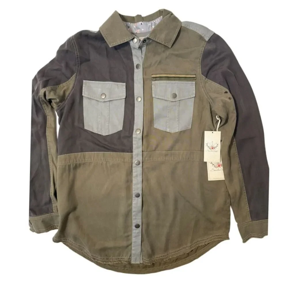 BNCI Boundless North Everett Patched Surplus Shirt MILITARY GREEN Medium - Picture 1 of 6